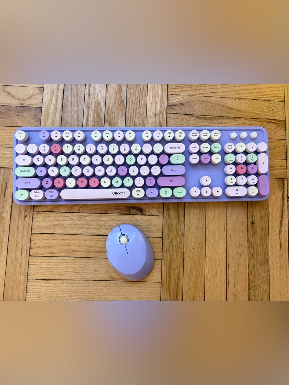 UBOTIE Viral Purple Pastel Colorful Wireless Keyboard and Mouse Windows or Mac